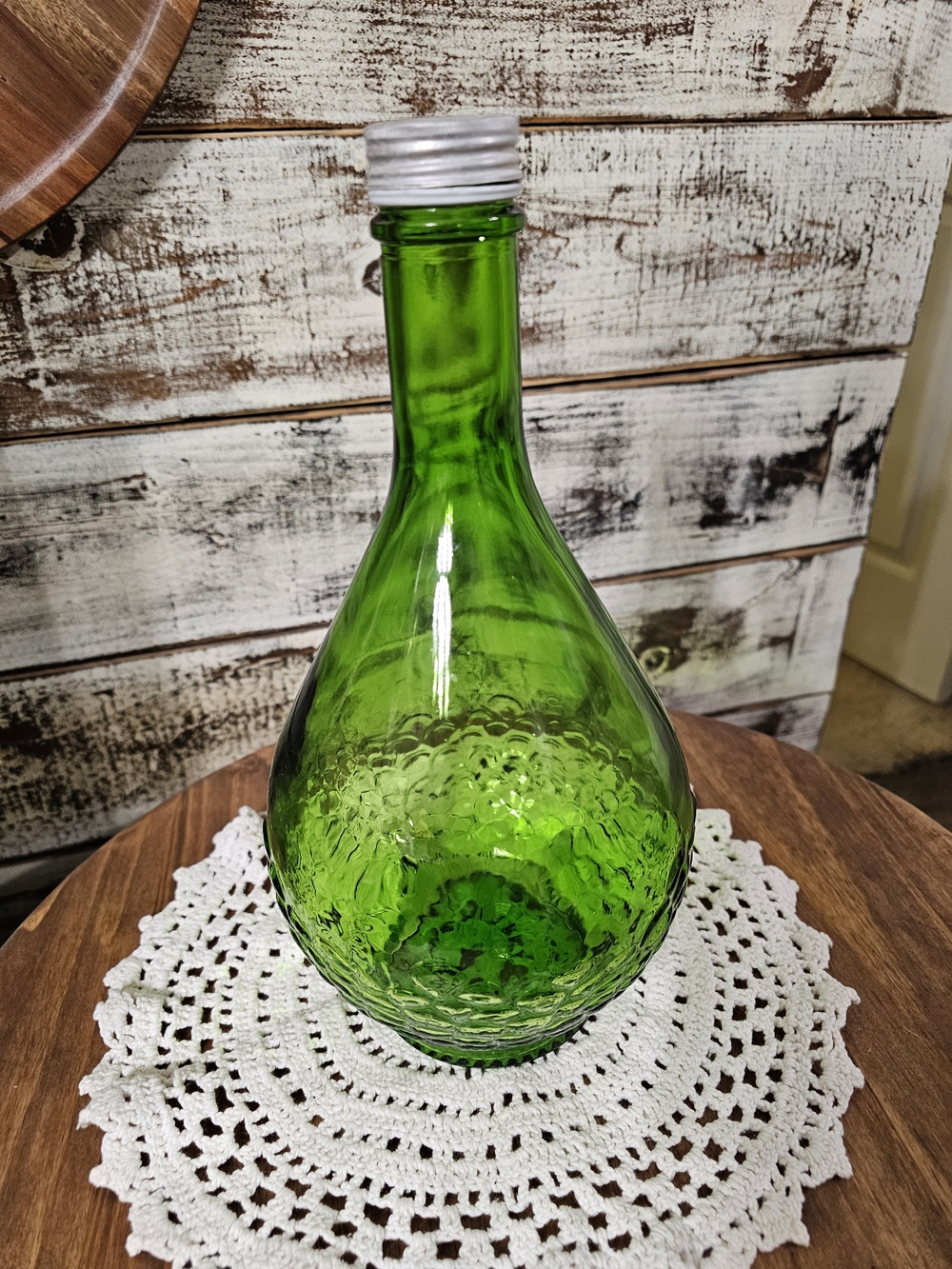 Green Textured Glass Bottle Vase - Picture 4 of 8